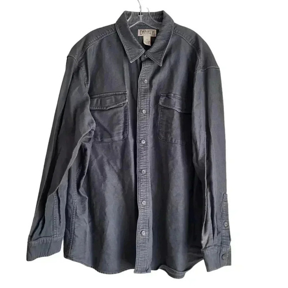 Duluth Trading Co Mens 2XL Insulated Canvas Work Mechanics Jacket Shirt Gray - Picture 1 of 7